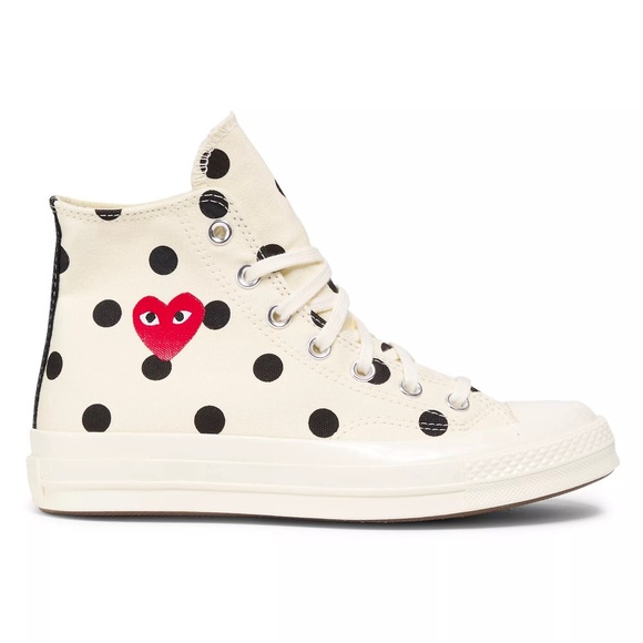 Comme des Garçons PLAY Converse Women's Polka Dot High-Top Sneakers - Picture 1 of 12